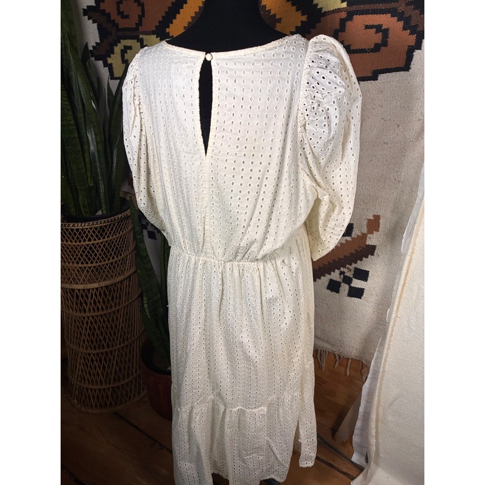A New Day Eyelet Midi Dress Womens XL White Good Tiered Puff Sleeve Boho - Picture 4 of 7